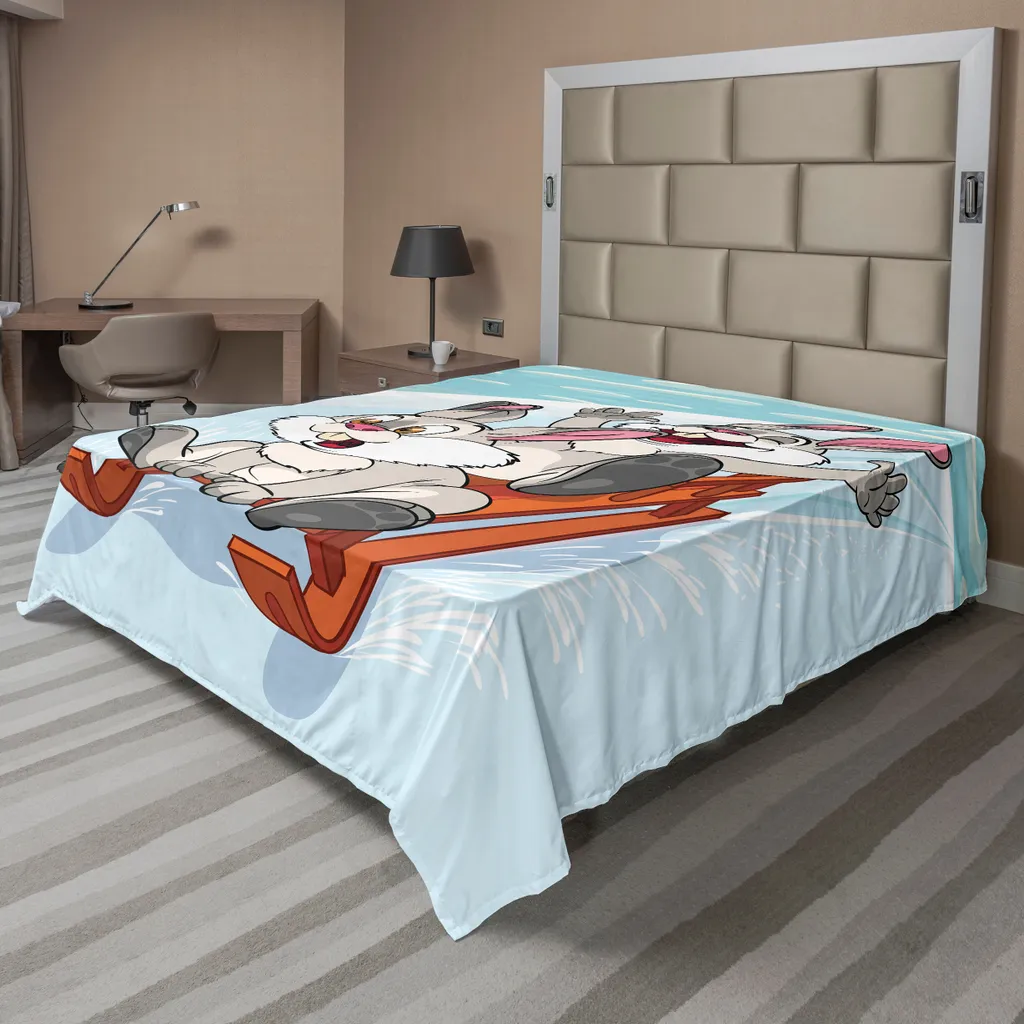 Drap de Lit Doux Anti-Pli pour Chambre d'Enfant Motif Lapin de Forêt
