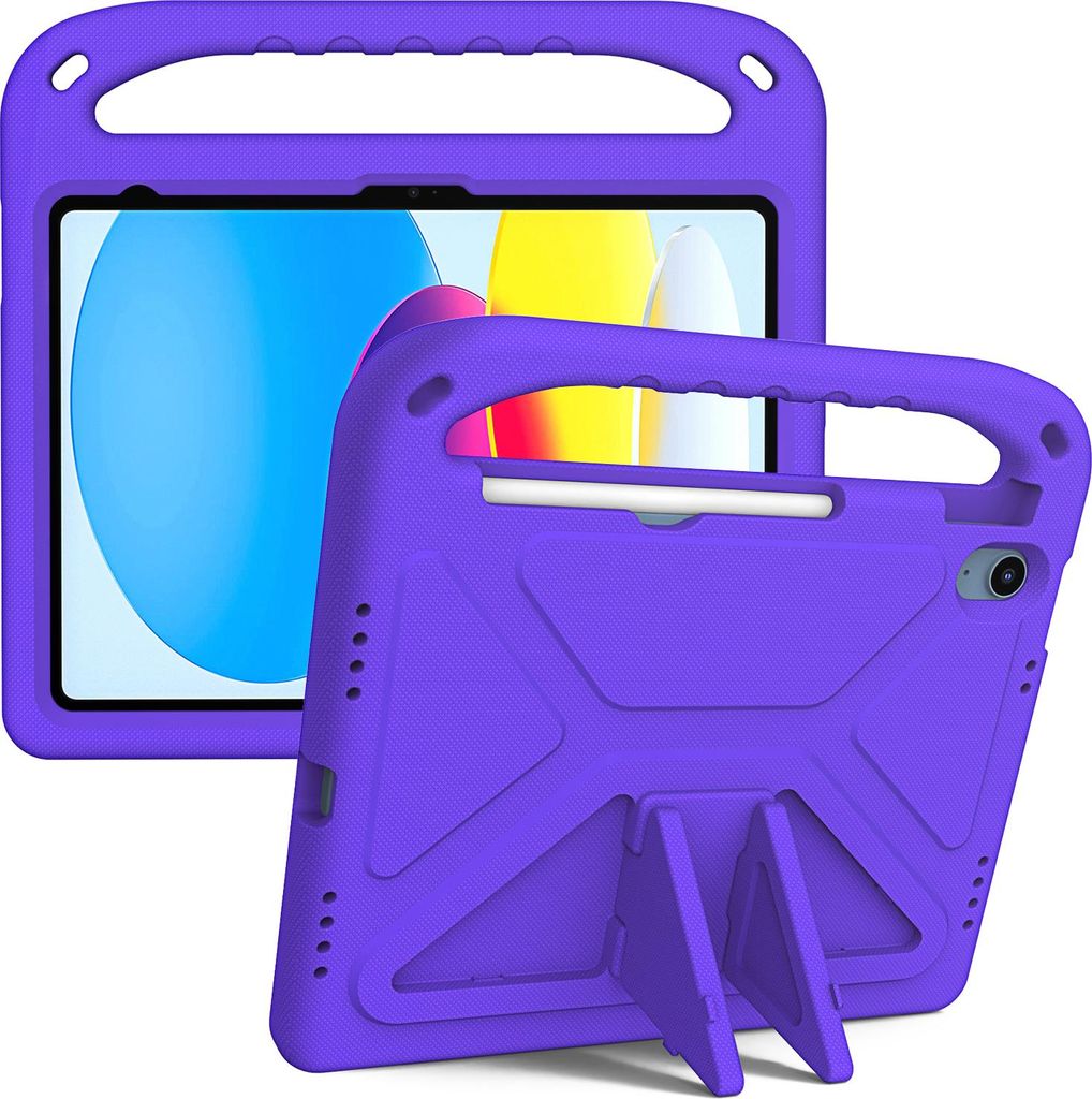Hülle für Apple iPad (2025) 11"/iPad 11th A16, Leichte Stoßfeste Eva Kinder Schutzhülle mit Griff und Faltbarem Ständer Lila