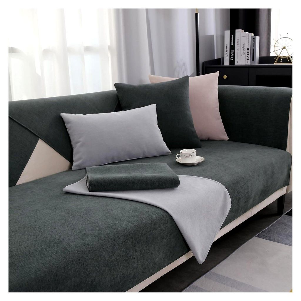 Chenille Sofabezug, Rutschfester Überwurf für Couch, Sofaschoner für Hunde und Katzen, 1/2/3/4-Sitzer Sofa Überwurf, für U-Form/L-Form Sektion...