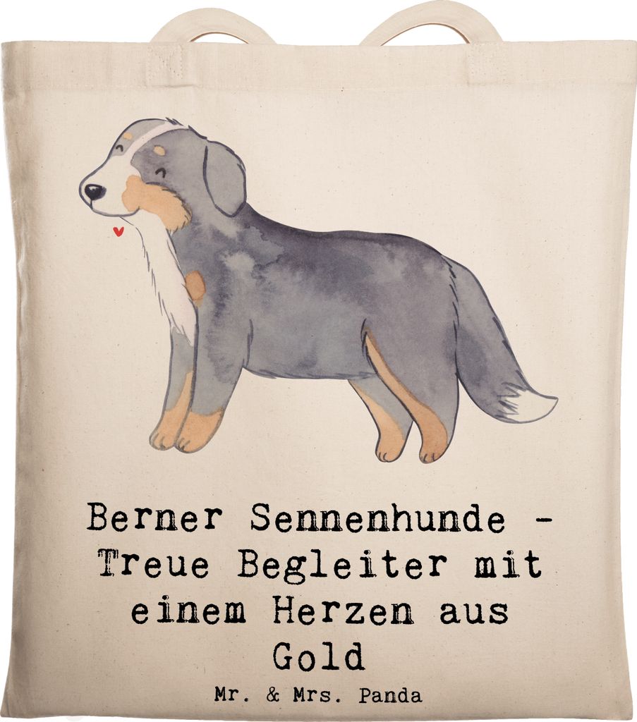 Mr. & Mrs. Panda Shopping Tasche Berner Sennenhund Herz - Transparent - Geschenk, Wachhund, Tote Bag, Schultasche, loyale Hunde, mit, Uni, Hundelie...