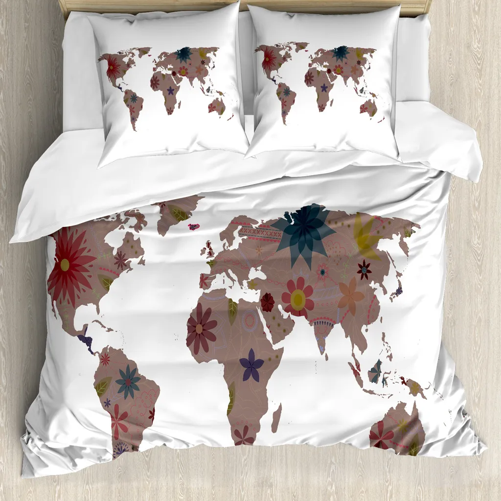 Set Copripiumino Boho Chic ABAKUHAUS 200x200 Mappa Floreale