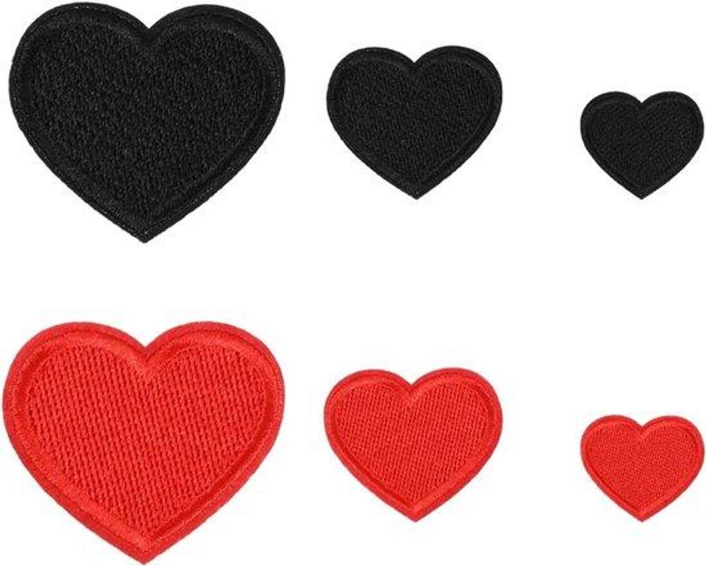 6 Stickerei-Patches Herzform Mini Aufnäher für Jacken Rucksäcke Jeans