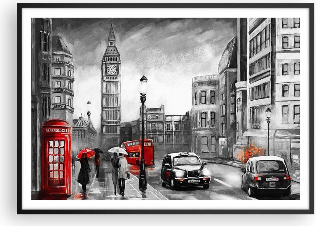 Gerahmtes Poster - Schwarzer Rahmen - London Bus - 100x70 Produktbild 