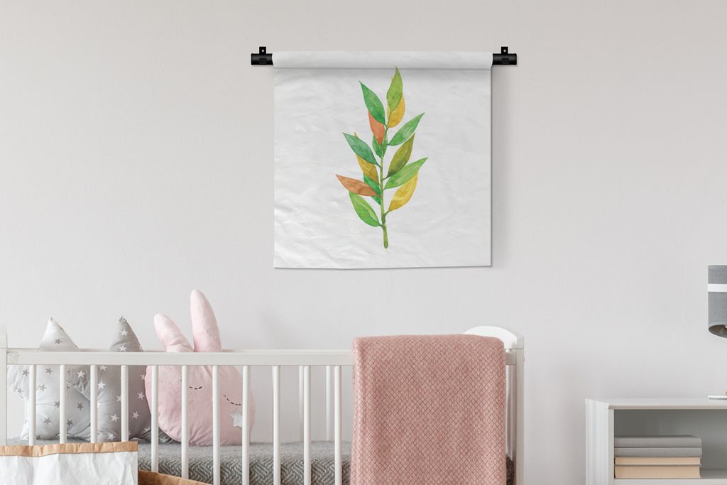 MuchoWow Wandteppich Wandbehang Aquarelle - Blätter - Pflanzen 60x60 cm Tapisserie Dekoration Wandtuch - Dekorationen - Wand Decke