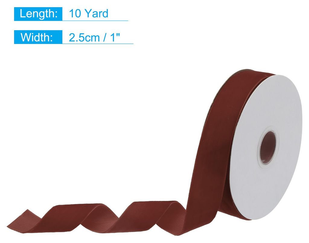 9 Meter Samtband , 2.5cm Weihnachten Velvet Ribbon fš¹r Str?u?e, DIY Basteln, Geschenkverpackung, Hochzeit Party (Braun)