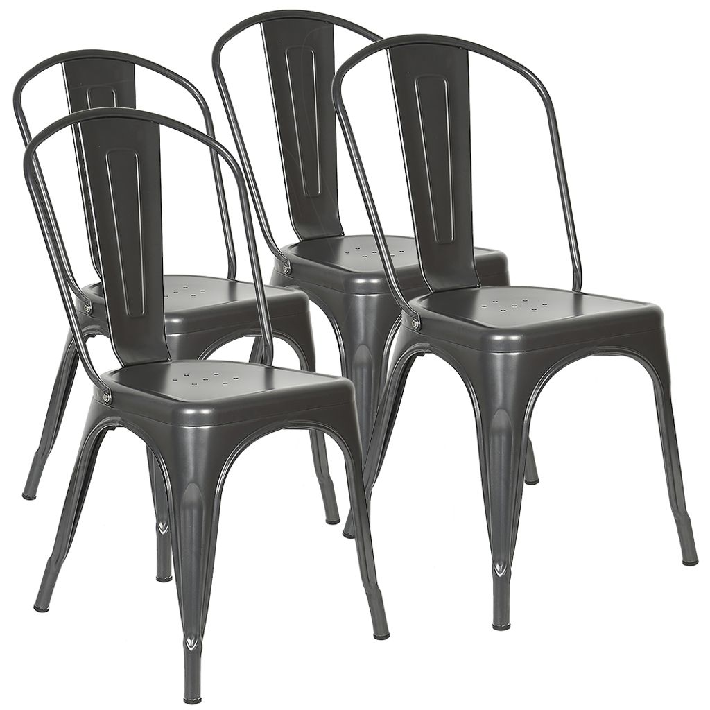 lot de 4 chaises de salle à manger empilables métal design Image du produit 