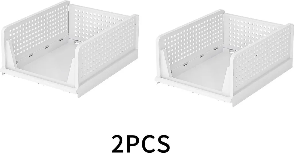 Boîte de Rangement Pliable et Gain de Place en Plastique Gris Lot de 2