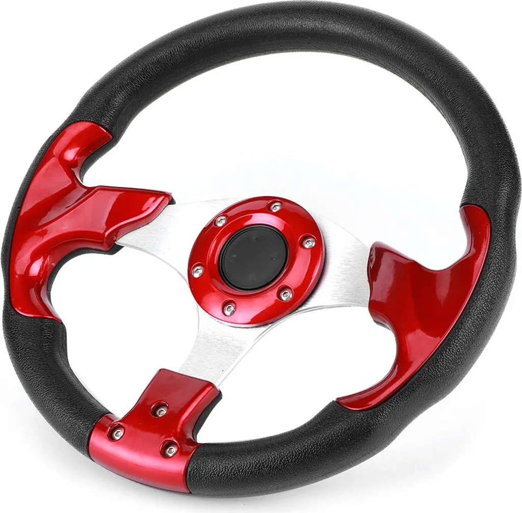Volant sport universel 12,5 pouces rouge en PVC pour voiture modifiée