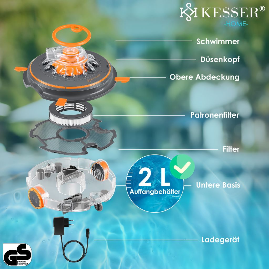 KESSER® Poolroboter Poolreiniger Akku Aqua-9000 inkl. Produktbild 5