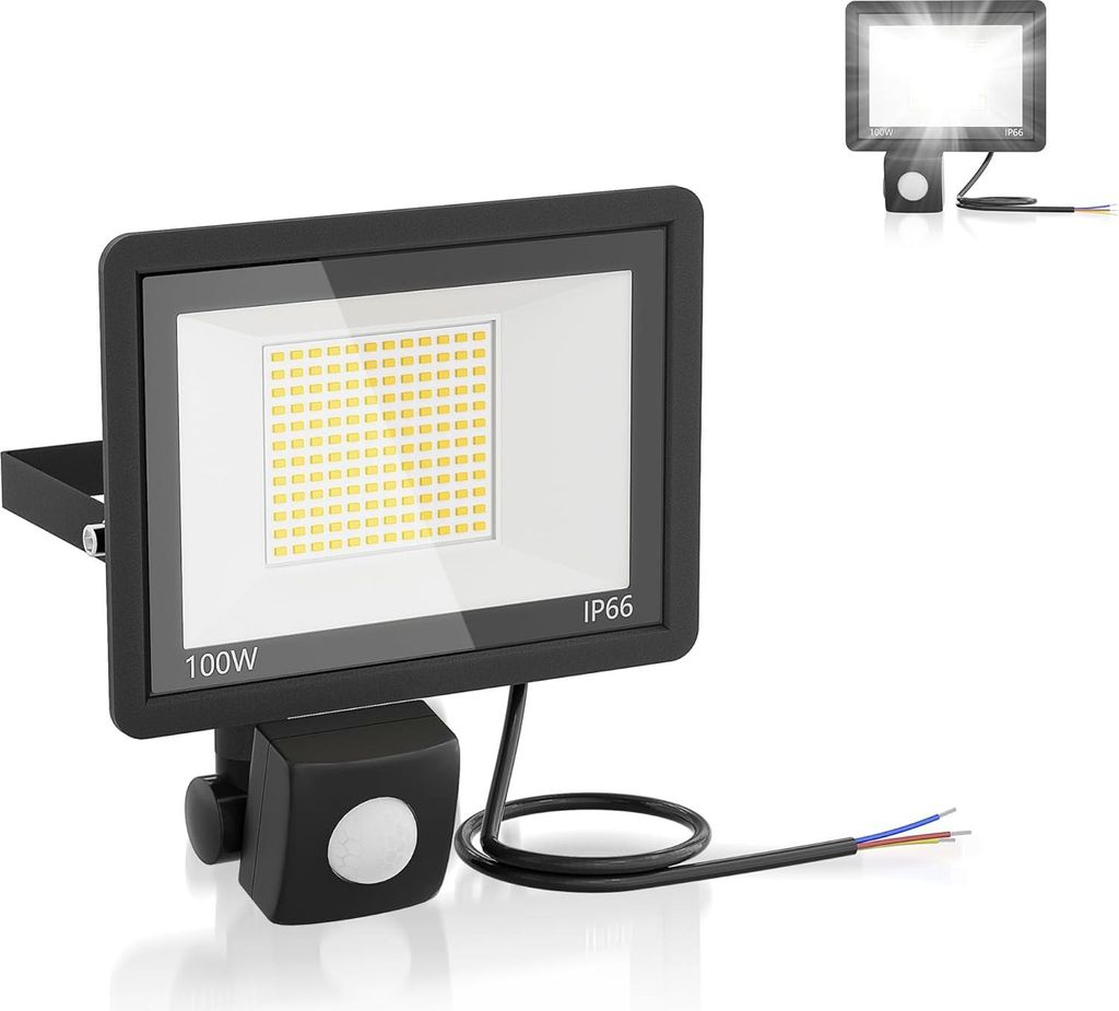 LILIIN 100W LED-schijnwerper met bewegingssensor, 3500 Productafbeelding 