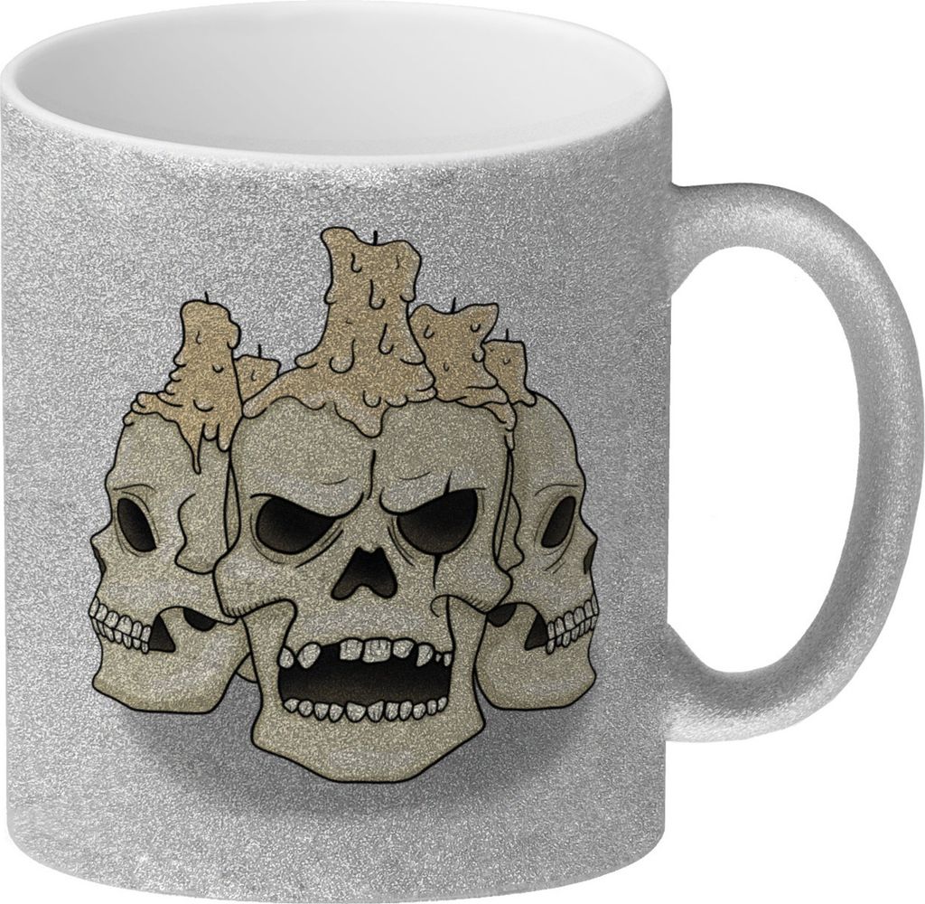 Kaffeetasse mit Totenköpfen und Kerzen - Happy Halloween
