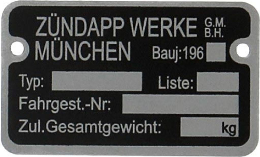 Rahmenschild 196..... für Zündapp