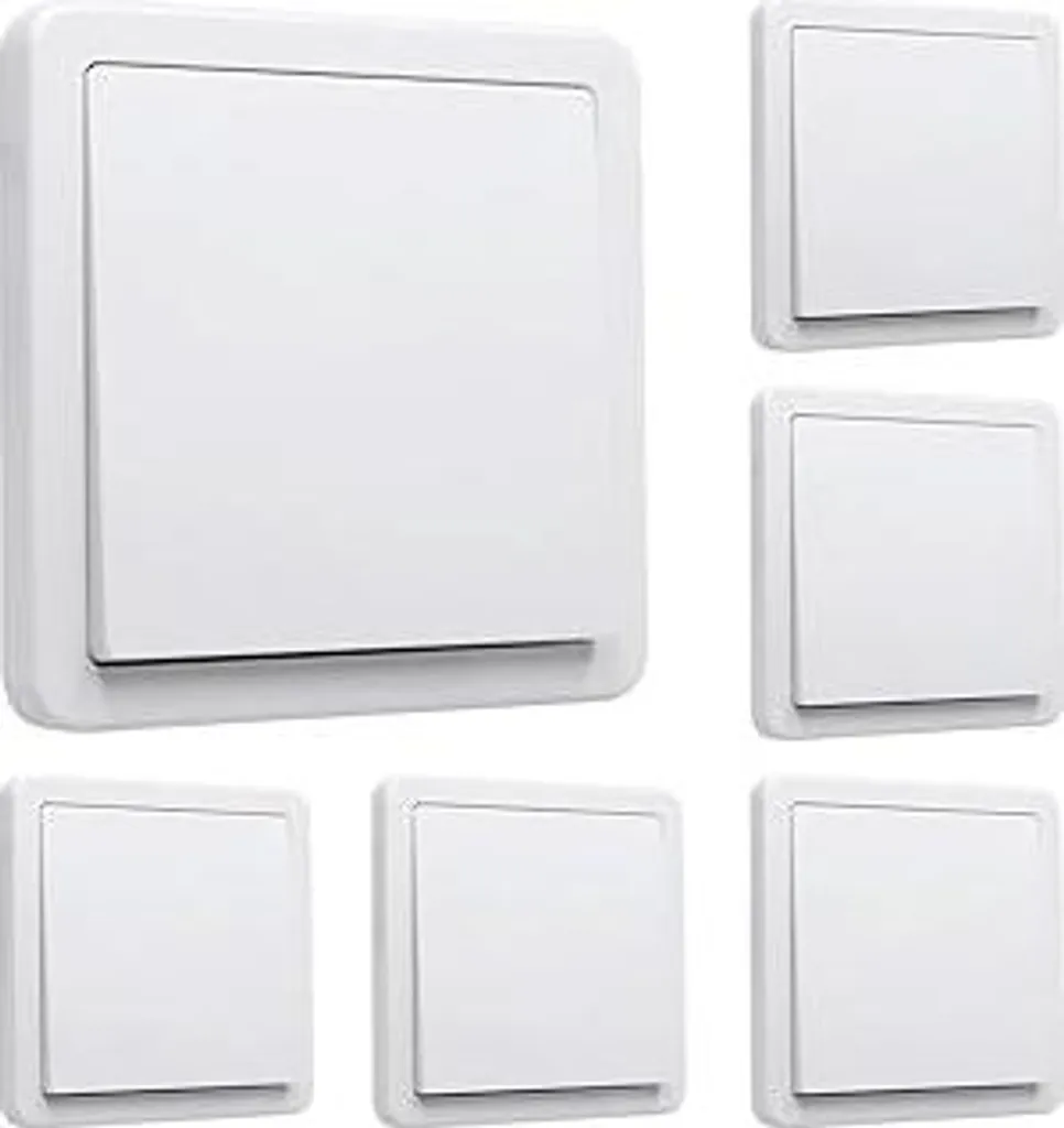 Kit 6 Interruttori Luce Universali 84x84mm Bianco Lucido - Offerta Stock