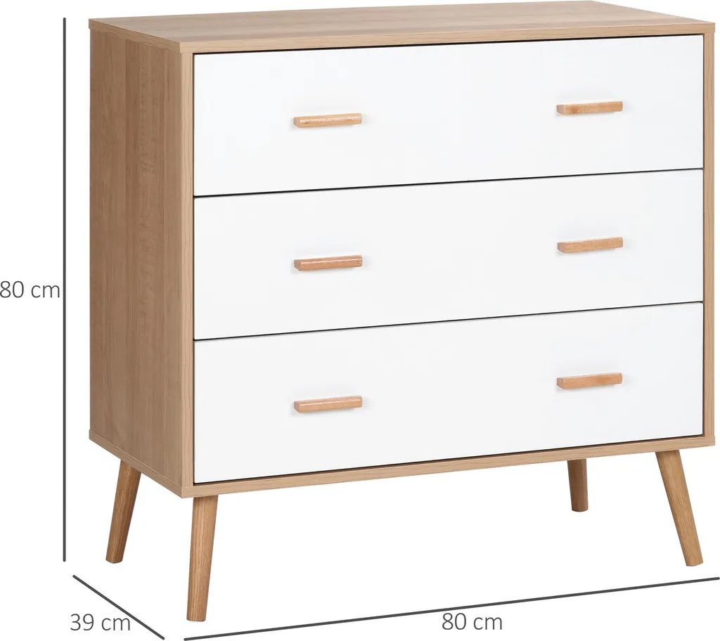 Petite Commode Scandinave pour Gagner de l'Espace avec 3 Tiroirs Blanc