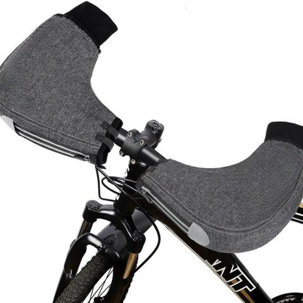 Chauffe-mains pour vélo gris - Manchons thermiques imperméables universels