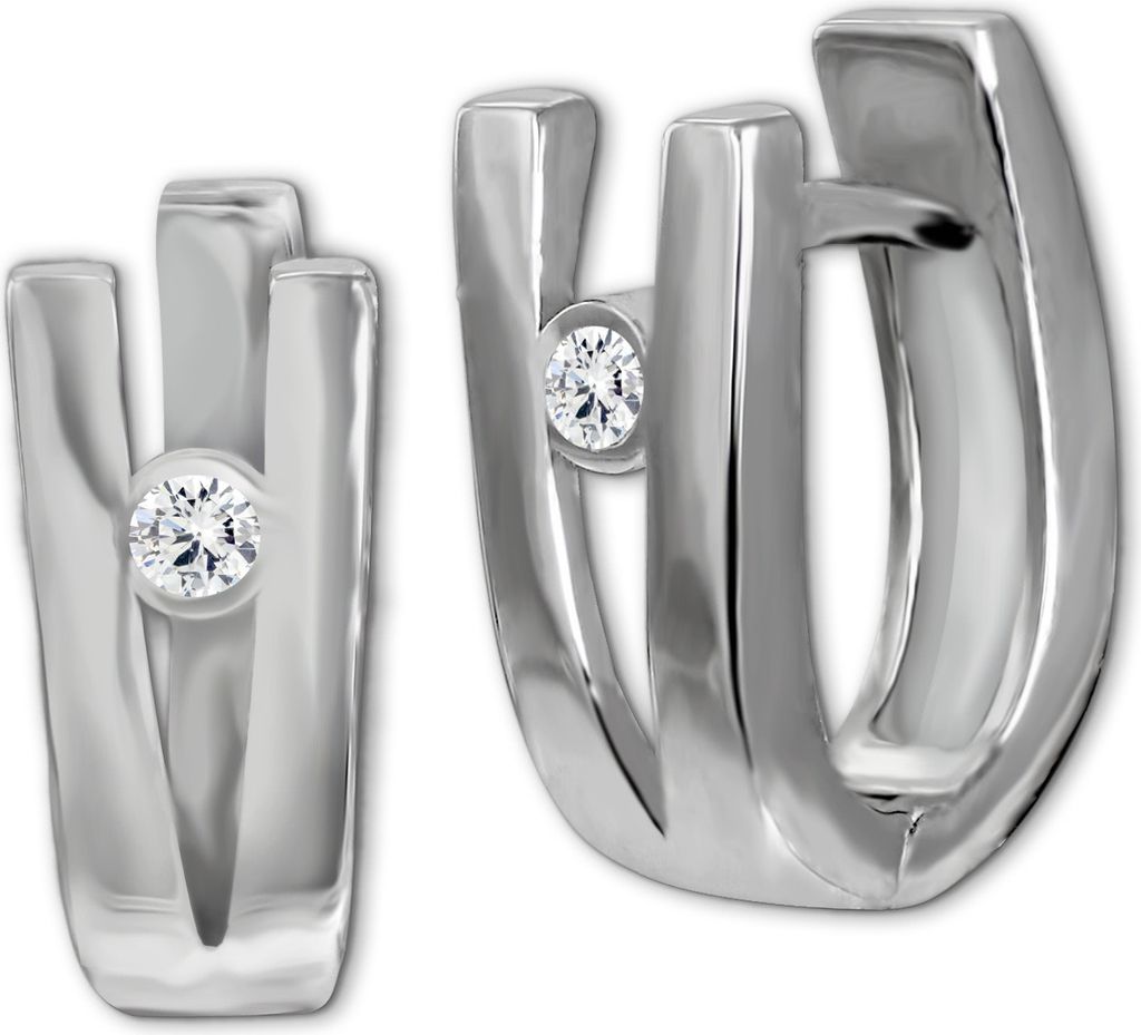 SilberDream Damen Ohrringe -V-Zirkonia weiß Creolen 925 Sterling Silber D2SDO4407W