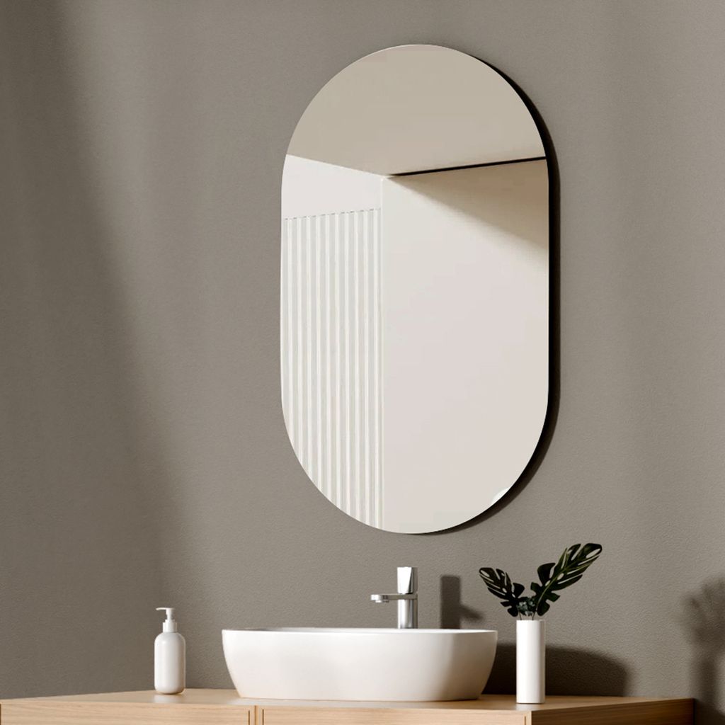 EMKE nástenné zrkadlo 60 x 100 cm oválne zrkadlo Bezrámové Obrázok produktu 1