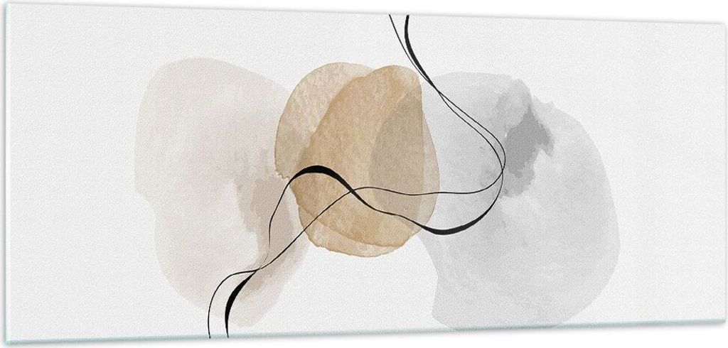 Bilder auf glas - Einteilig - Abstrakt minimalistisch Aquarell - 100x40cm - Glasbilder - Wandbilder - Bilder - Wanddekoration aus Glas - Glas Bilde...