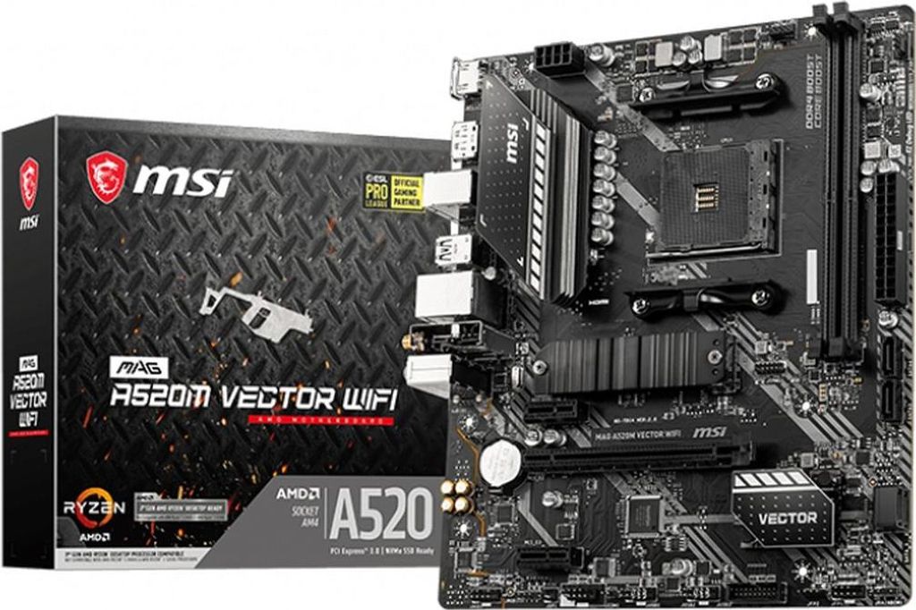 MSI MAG A520M VECTOR WIFI, AMD, Socket AM4, AMD Ryzen 3000 Zdjęcie produktu 