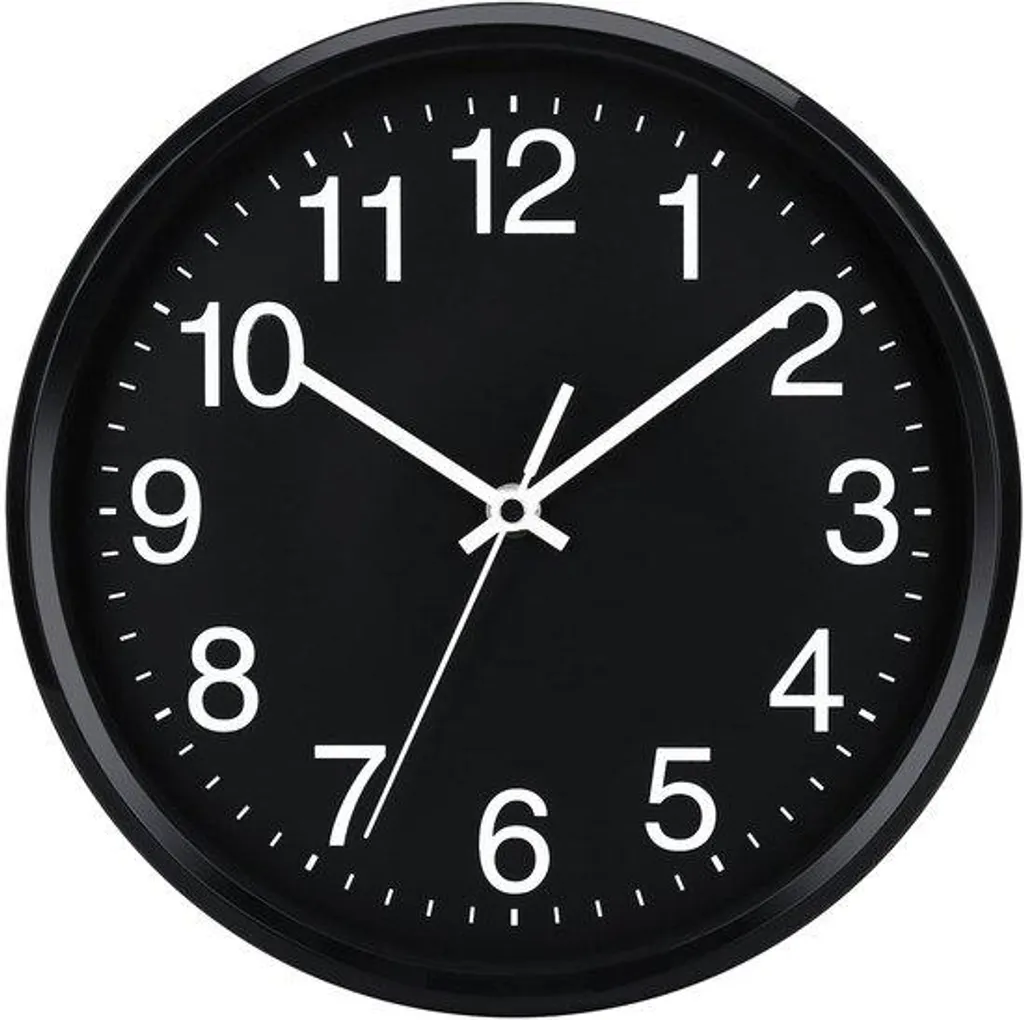 Horloge à quartz noire 25 cm silencieuse sans tic-tac haute qualité