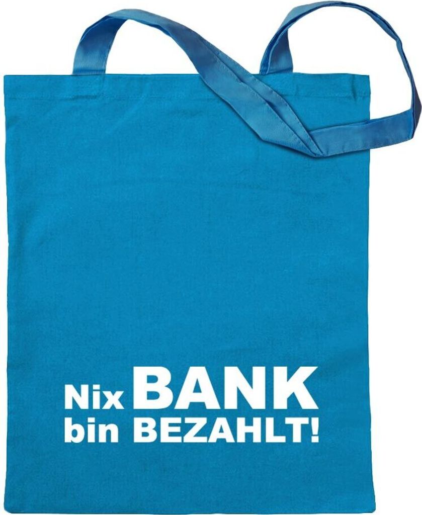 Kiwistar - Baumwolltasche - hellblau - Nix Bank Bin bezahlt! - Tragetasche Stoffbeutel Umhängetasche Langer Henkel