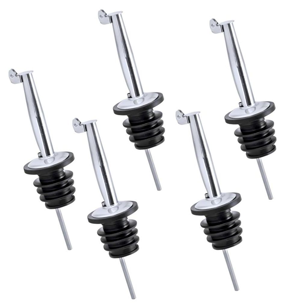LAYBA Flaschenausgießer Edelstahl Silber mit Kappe, 5er-Set Produktbild 