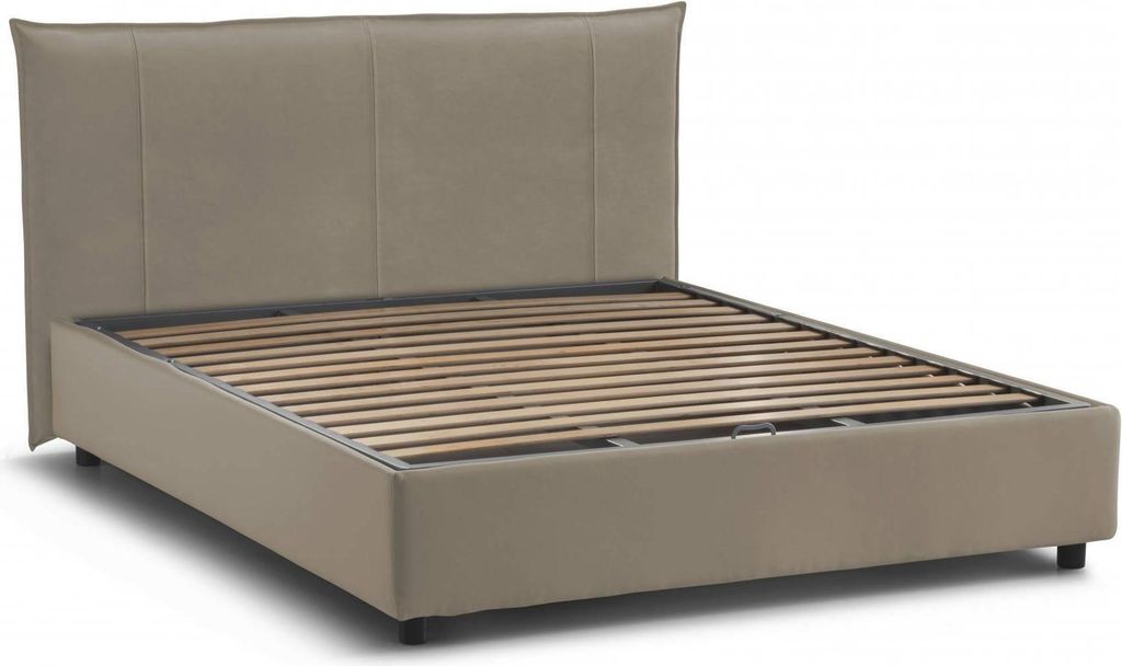 Doppelbett Stella, Containerbett mit Stoffbespannung, 100% Italy, Frontöffnung, passend für Matratze Cm 160x200, Turteltaube