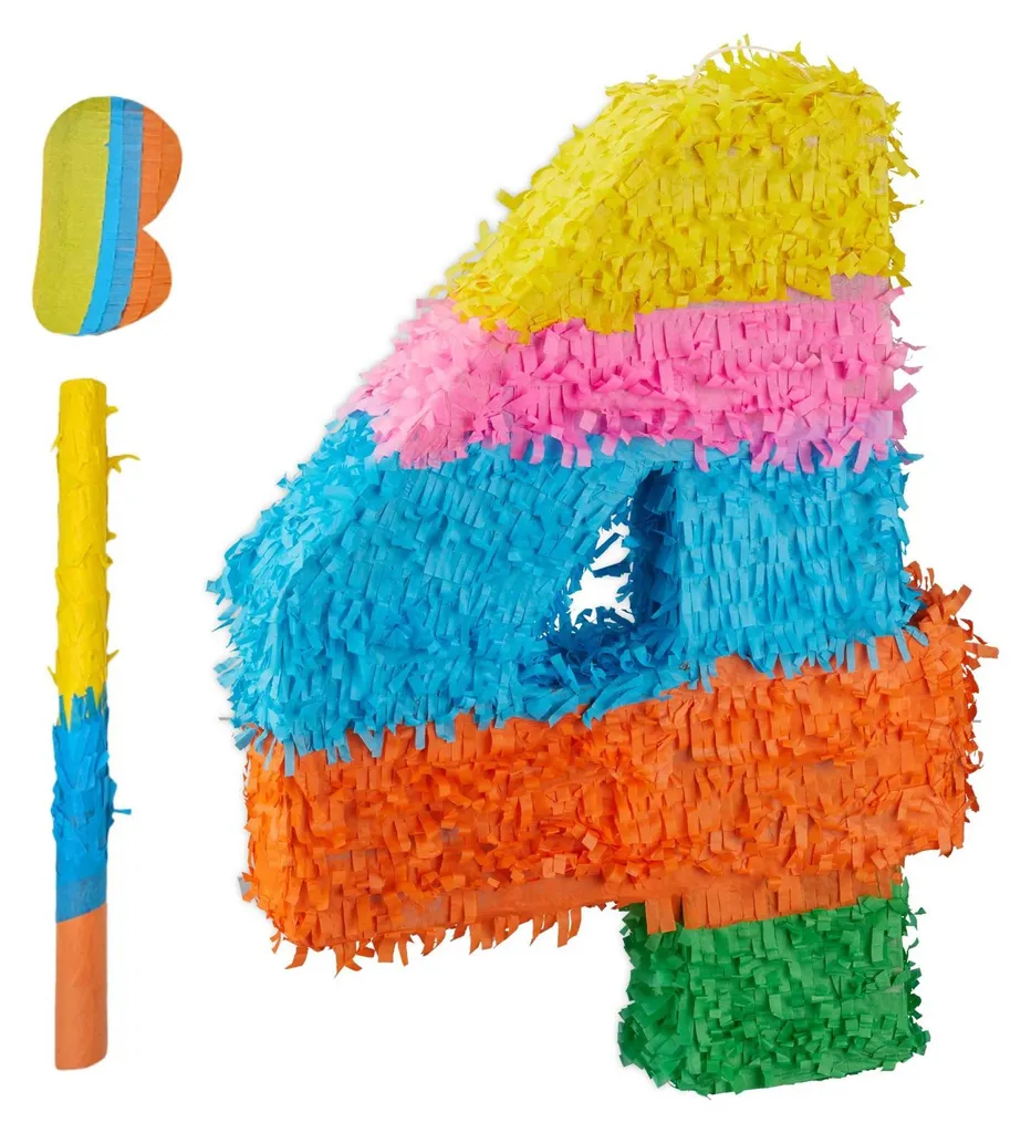 Piñata Chiffre Anniversaire : Jeu Complet avec Bâton et Masque Opaque