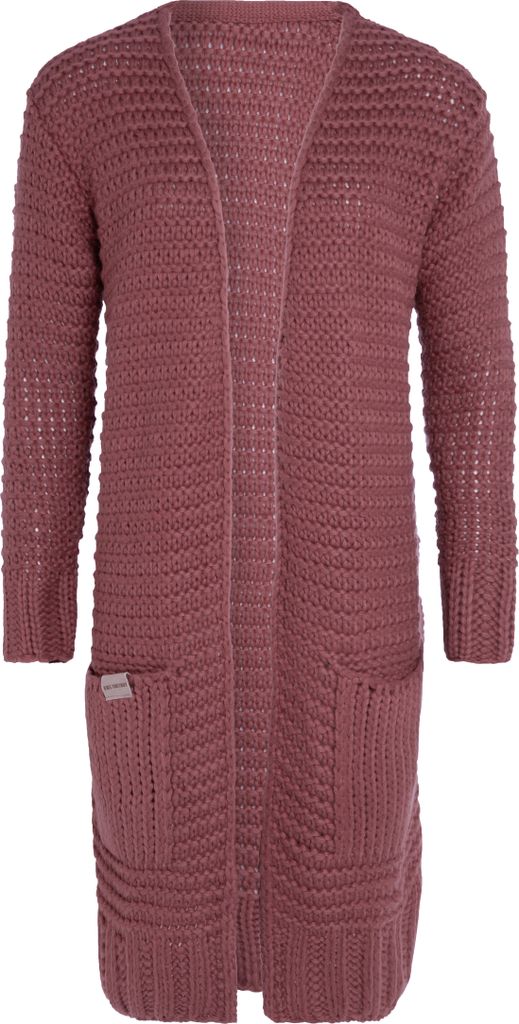 Knit Factory Alex lange Strickjacke - Stone Red - 40/42