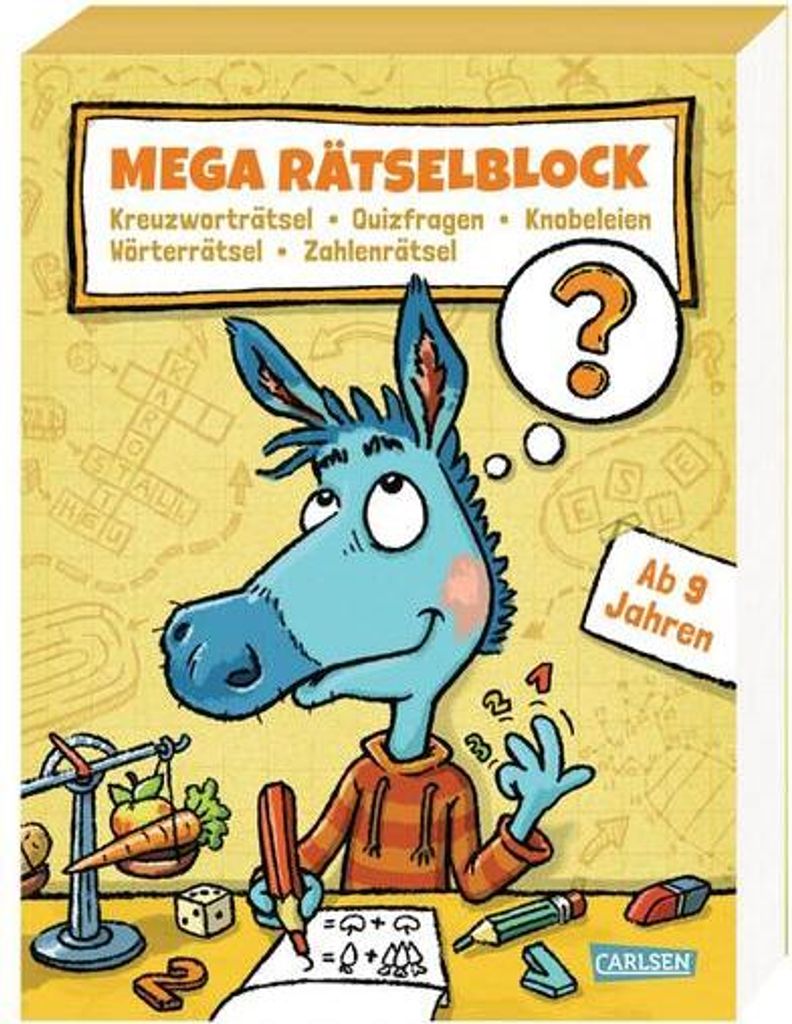 Mega Rätselblock - Kreuzworträtsel, Quizfragen, Knobeleien, Wörterrätsel, Zahlenrätsel