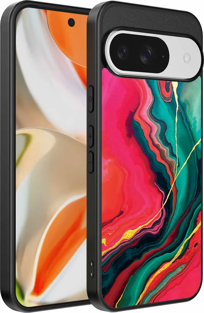 Cover Google Pixel 9 Pro XL Marmo Red Green | Accessorio Luxury TPU