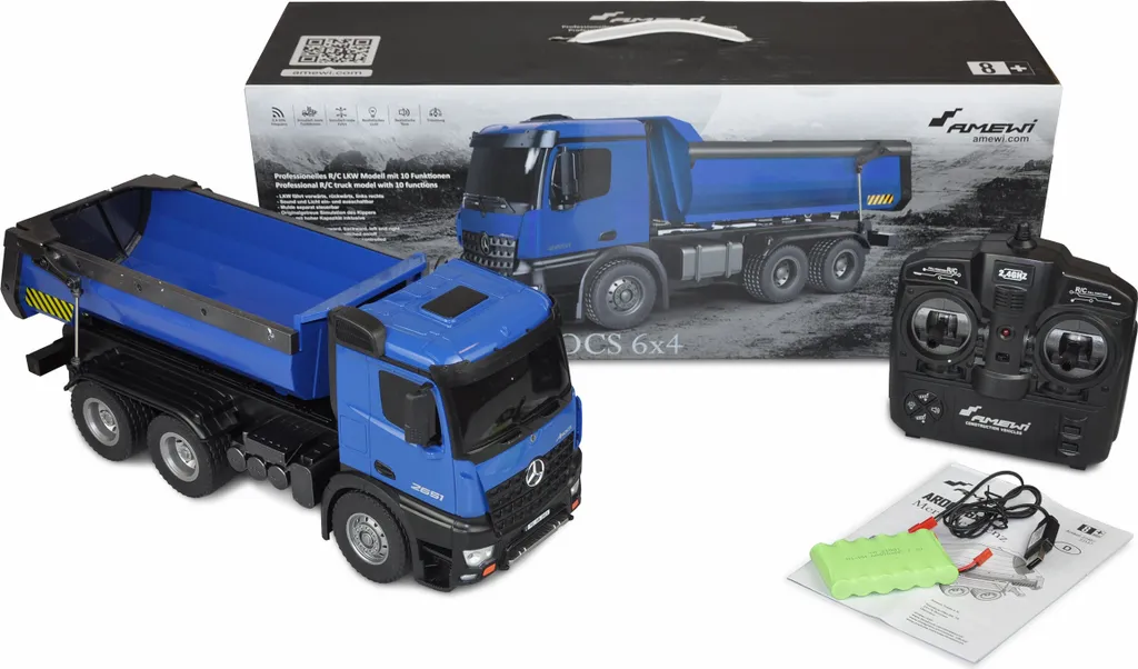 Benne Basculante RC Arocs Amewi : Camion Bleu avec Batterie Rechargeable - 2
