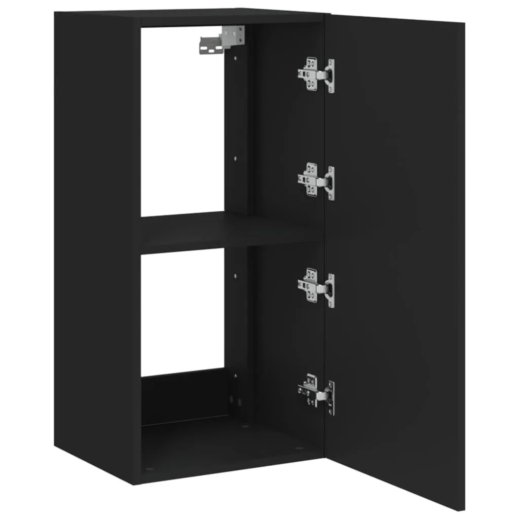 Meuble TV Noir Brillant avec Lampes LED Intégrées, Format 40,5x35x80 cm - 9