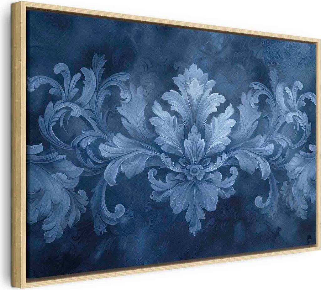 Italienischer Leinwand Leinwandbild - Ornament in Blue and Cool Colors Dark Blue Decoration 120x80 cm Muster f-H-10008-b-a