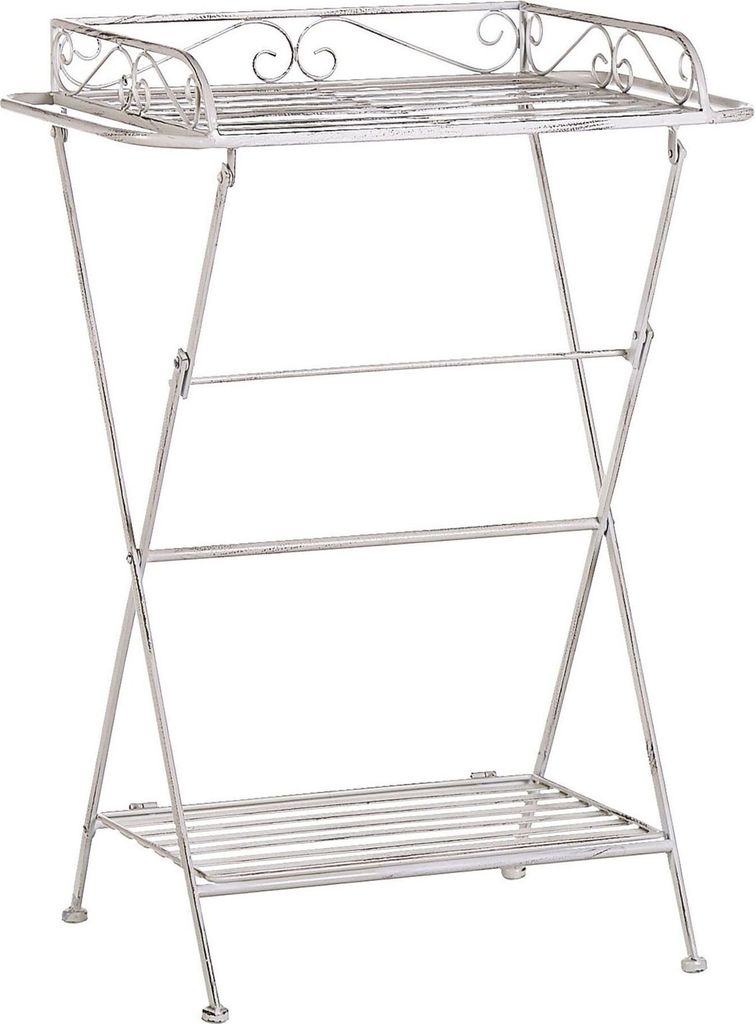 BELIANI Beistelltisch Weiß Metall mit 2 Böden Rechteckig Antik Optik Vintage Retro Badezimmer Wohnzimmer Schlafzimmer Baddekoration