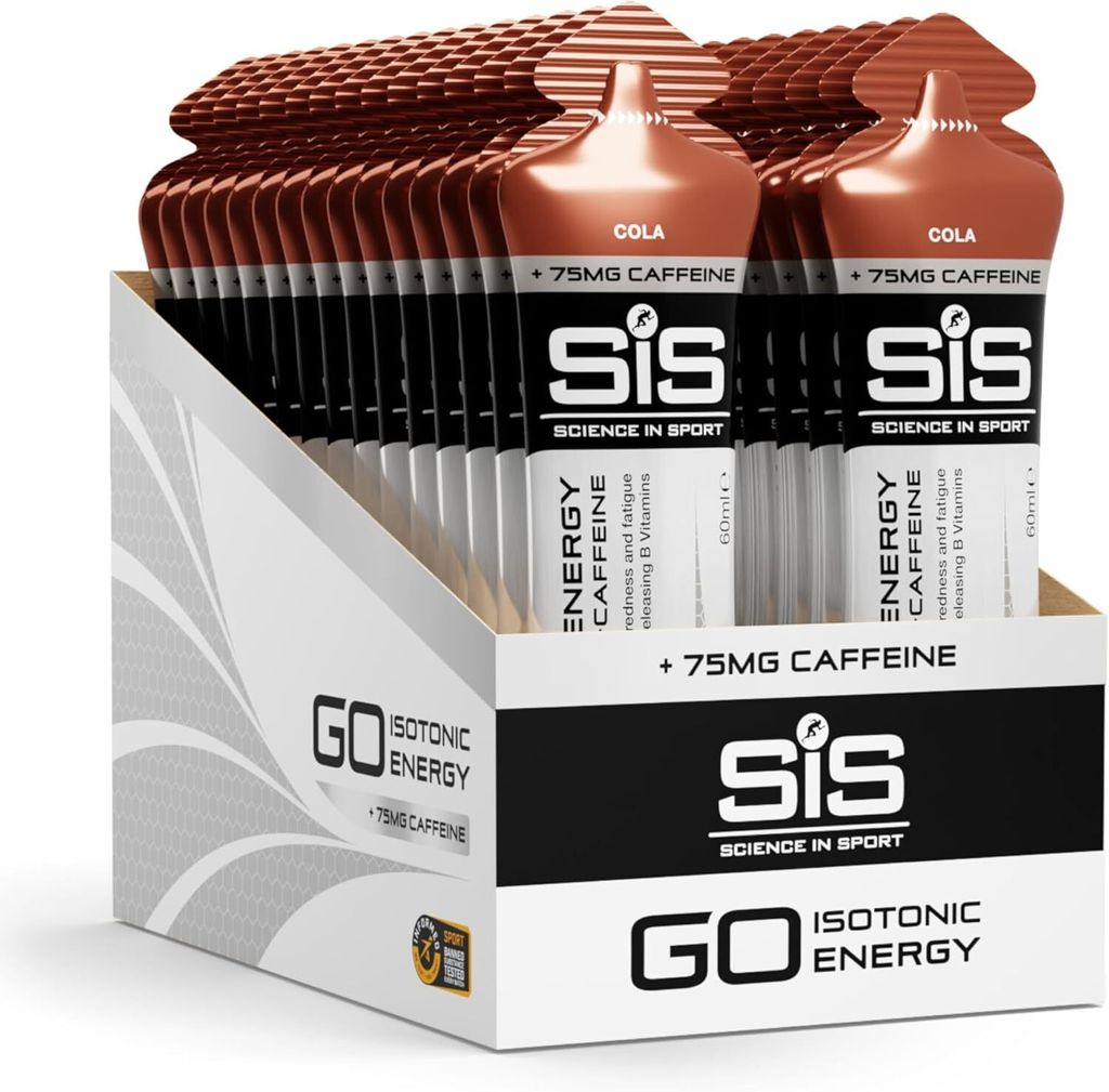 Science in Sport - SIS Go Isotonic Energy Gel + Koffein - Energiegel - Isotonisches Sportgel - Kola geschmack - 30 x 60ml