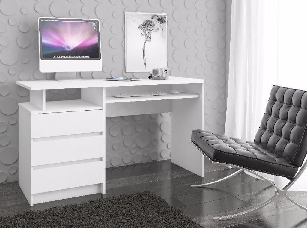 Schreibtisch – Bürotisch – Büroschreibtisch – CLP – 135 cm – Weiß Matt – Großzügige Arbeitsfläche für Homeoffice & Gaming