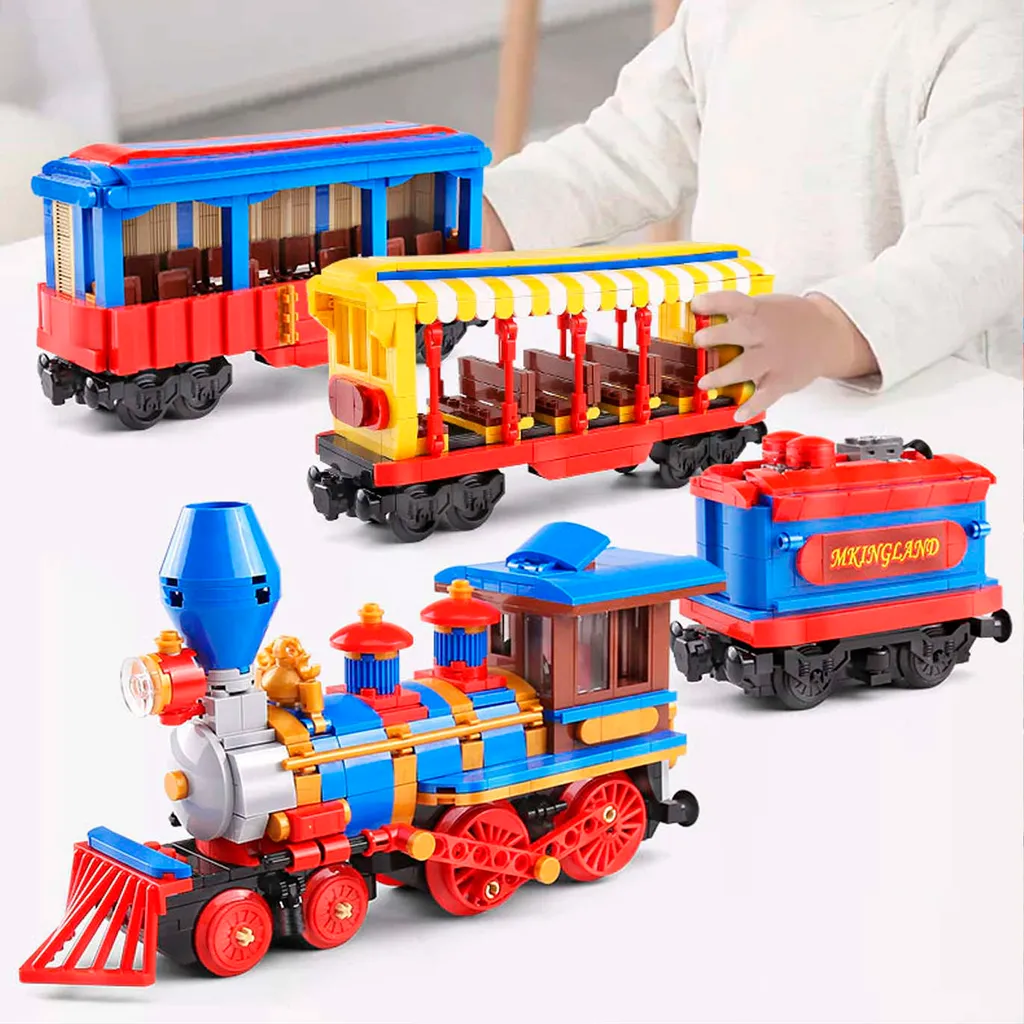 Train électrique de Noël télécommandé en briques - Modèle RC 450 pièces