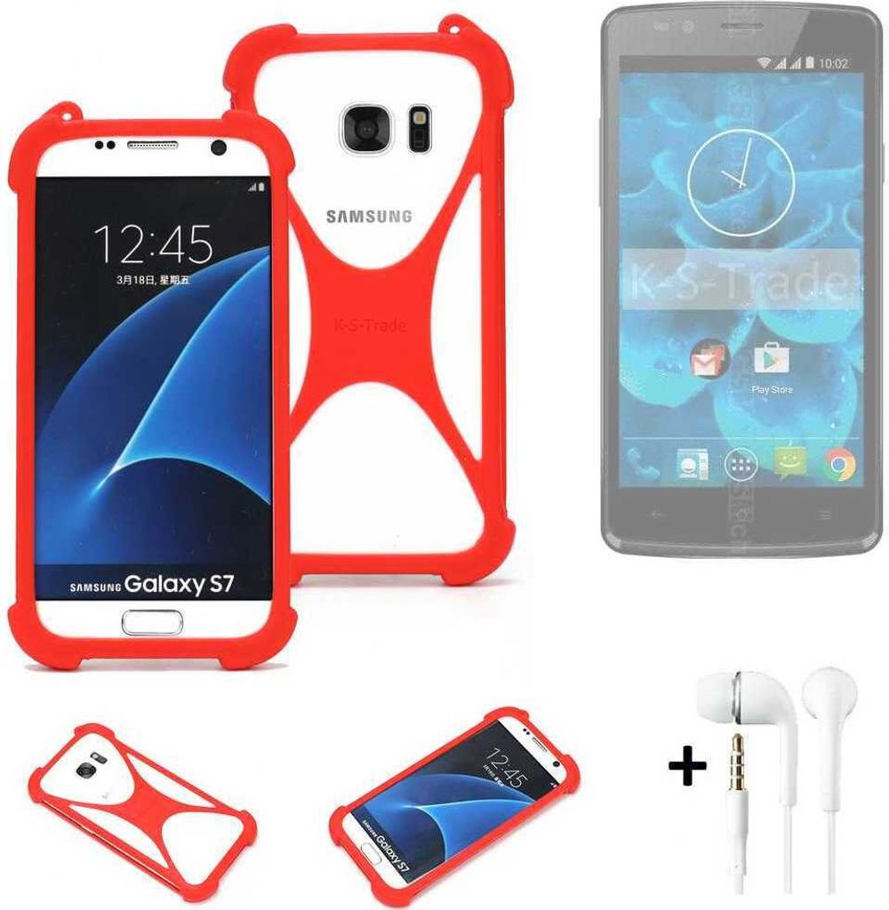 Handy-hülle + Kopfhörer kompatibel mit Qilive Q4 5.0 Schutz-hülle Bumper Silikon Schutz Hülle Cover Case Silikoncase Silikonbumper TPU Softcase