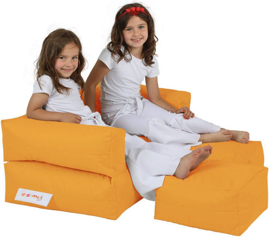 Hanah Home, Kids Double Seat Pouf - Orange, Outdoor Produktbild