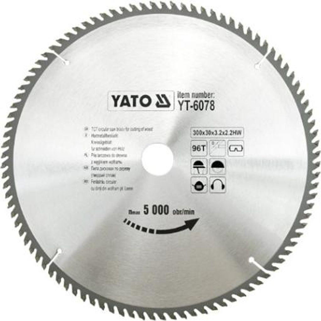Yato YT-6078, Kunststoff, Holz, 30 cm, 3 cm, Hartmetall-bestücktes Wolfram (TCT), 2,2 mm, 5000 RPM