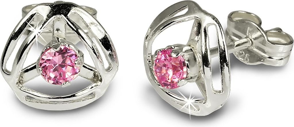 SilberDream Ohrstecker für Damen 925 Silber rosa Zirkonia Ohrringe 9mm SDO528P