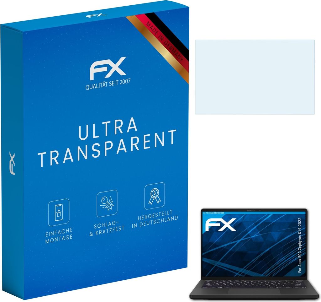 atFoliX FX-Clear 2x Schutzfolie kompatibel mit Asus ROG Zephyrus G14 (2022) Displayschutzfolie