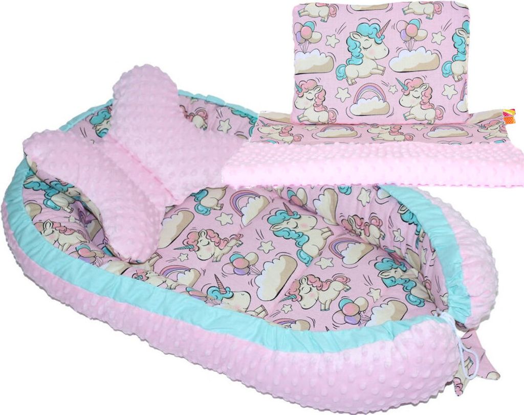 Baby MINKY Nestchen Kokon Kuschelnest Reisebett 2-seitig Kissen Decke Schmetterlingkissen - 4T - 2