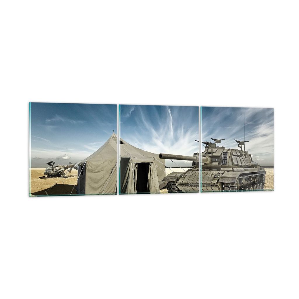 Bilder auf glas - Panzer Poligon Feld - 120x40cm - Glasbilder - Wandbilder - Kunstdruck - zum Aufhängen bereit - Wanddekoration aus Glas - Glas Bi...