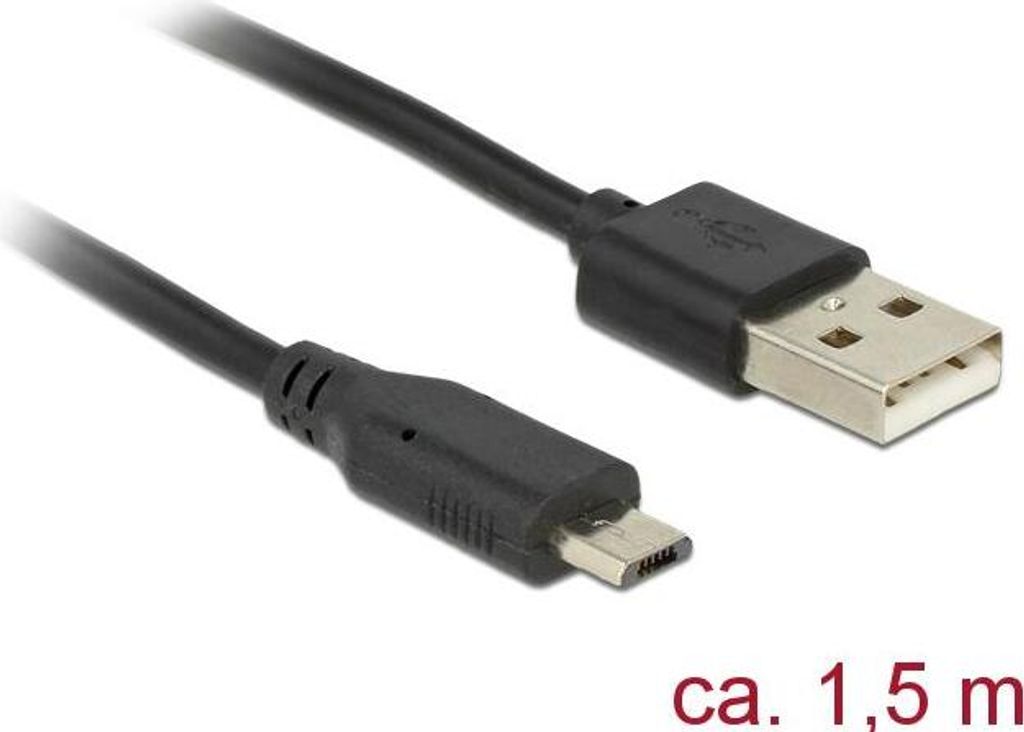 DELOCK USB Kabel A -> Micro-B St/St 1.50m mit LED sw