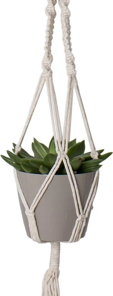 Artevasi Makramee Suspension à fleurs double support blanc 120 cm