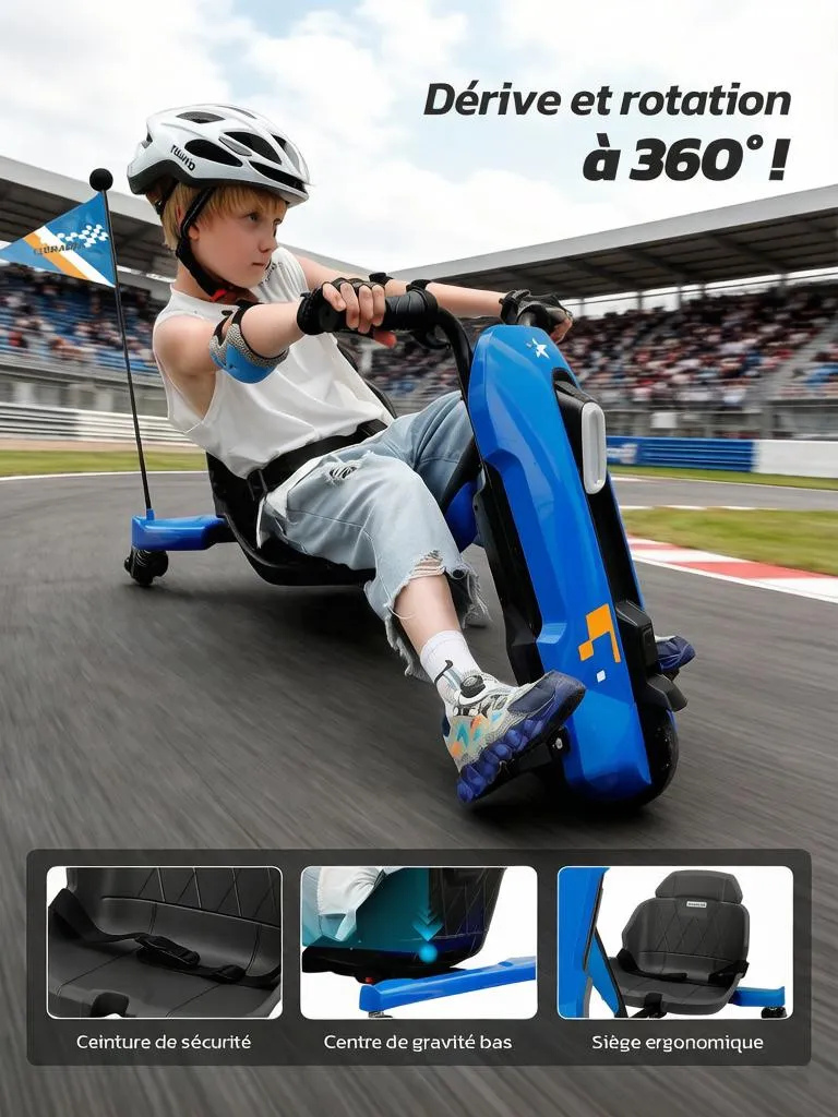 Kart de Drift Électrique 12V à Vitesse Variable et Connexion Bluetooth - 4