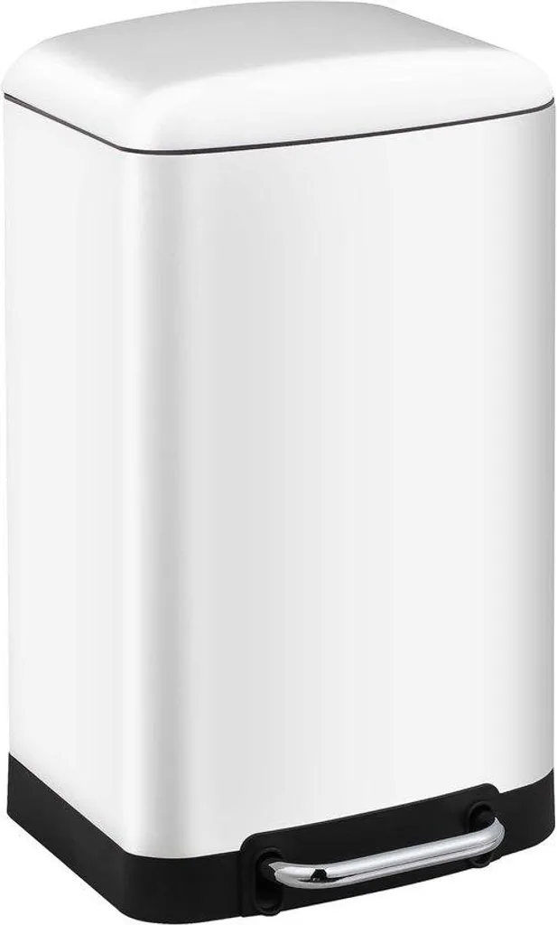 Poubelle salle de bain blanche en acier inox - Petit format compact