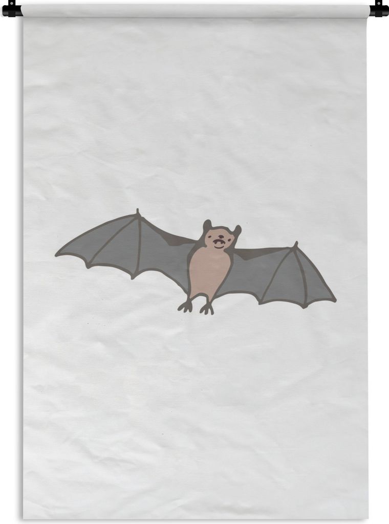 MuchoWow Wandteppich Wandbehang Fledermaus - Kinder - Weiß - Kinder - Jungen - Mädchen 90x135 cm Tapisserie Dekoration Wandtuch - Baumwolle - W...
